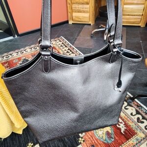 Coach Metallic Silver Tote Bag